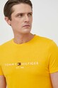 Bombažna kratka majica Tommy Hilfiger oranžna MW0MW11797.9BYY