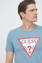 niebieski Guess t-shirt bawełniany