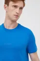голубой Хлопковая футболка Guess