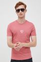różowy Guess t-shirt bawełniany Męski