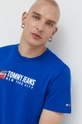 modrá Bavlnené tričko Tommy Jeans