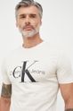 kremowy Calvin Klein Jeans t-shirt bawełniany Męski