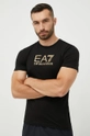 Βαμβακερό μπλουζάκι EA7 Emporio Armani μαύρο