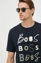 tmavomodrá Bavlnené tričko BOSS Boss Casual