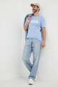 BOSS t-shirt bawełniany BOSS CASUAL 50481923 niebieski SS25