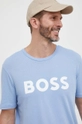 niebieski BOSS t-shirt bawełniany BOSS CASUAL