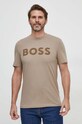 Βαμβακερό μπλουζάκι BOSS BOSS CASUAL 50481923 καφέ SS25