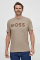 Бавовняна футболка BOSS BOSS CASUAL коричневий