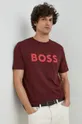 μπορντό Βαμβακερό μπλουζάκι BOSS BOSS CASUAL