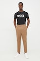 BOSS t-shirt bawełniany BOSS CASUAL 50481923 czarny SS25
