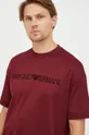 bordowy Emporio Armani t-shirt bawełniany