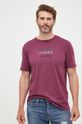 temno vijolična Bombažna kratka majica Armani Exchange Moški