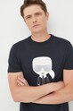 Bavlněné tričko Karl Lagerfeld námořnická modř 500251.755071