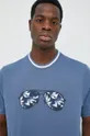 modra Bombažna kratka majica Michael Kors Moški
