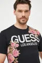 czarny Guess t-shirt bawełniany