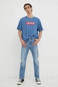 Βαμβακερό μπλουζάκι Levi's μπλε