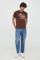 Βαμβακερό μπλουζάκι Pepe Jeans καφέ