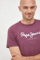 fioletowy Pepe Jeans t-shirt bawełniany