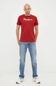 Bavlnené tričko Pepe Jeans burgundské