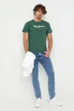 Βαμβακερό μπλουζάκι Pepe Jeans πράσινο
