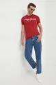 Βαμβακερό μπλουζάκι Pepe Jeans μπορντό