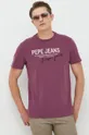 vijolična Bombažna kratka majica Pepe Jeans Scout Moški
