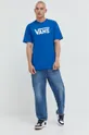 Βαμβακερό μπλουζάκι Vans μπλε