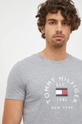 sivá Bavlnené tričko Tommy Hilfiger