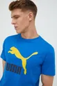 μπλε Βαμβακερό μπλουζάκι Puma Ανδρικά