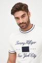 kremowy Tommy Hilfiger t-shirt bawełniany Męski