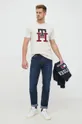 Βαμβακερό μπλουζάκι Tommy Hilfiger μπεζ