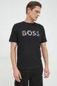 μαύρο Βαμβακερό μπλουζάκι BOSS Boss Casual