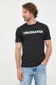 czarny Trussardi t-shirt bawełniany