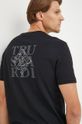 czarny Trussardi t-shirt bawełniany Męski
