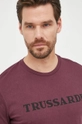 bordowy Trussardi t-shirt bawełniany