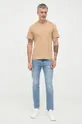Calvin Klein Jeans t-shirt bawełniany brązowy