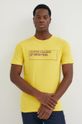 žlutá Bavlněné tričko United Colors of Benetton Pánský