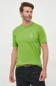 Βαμβακερό μπλουζάκι United Colors of Benetton πράσινο