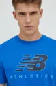 modrá Bavlnené tričko New Balance