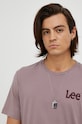 Памучна тениска Lee розов L65QAI70