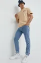 Bavlnené tričko Tommy Jeans béžová