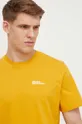 żółty Jack Wolfskin t-shirt bawełniany