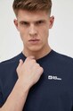 Βαμβακερό μπλουζάκι Jack Wolfskin Essential σκούρο μπλε 1808382