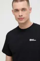 μαύρο Βαμβακερό μπλουζάκι Jack Wolfskin