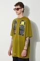 Памучна тениска A-COLD-WALL* Relaxed Cubist T-shirt ACWMTS097 COLD LIGHT GREY зелен ACWMTS097