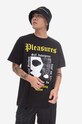 PLEASURES t-shirt bawełniany Reality nadruk czarny P22W062