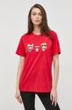 czerwony Karl Lagerfeld t-shirt bawełniany 225W1791 Unisex