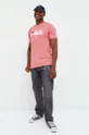 Βαμβακερό μπλουζάκι Fila ροζ