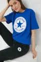 Βαμβακερό μπλουζάκι Converse μπλε