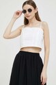 Dkny top din bumbac uni alb E3DM0S08